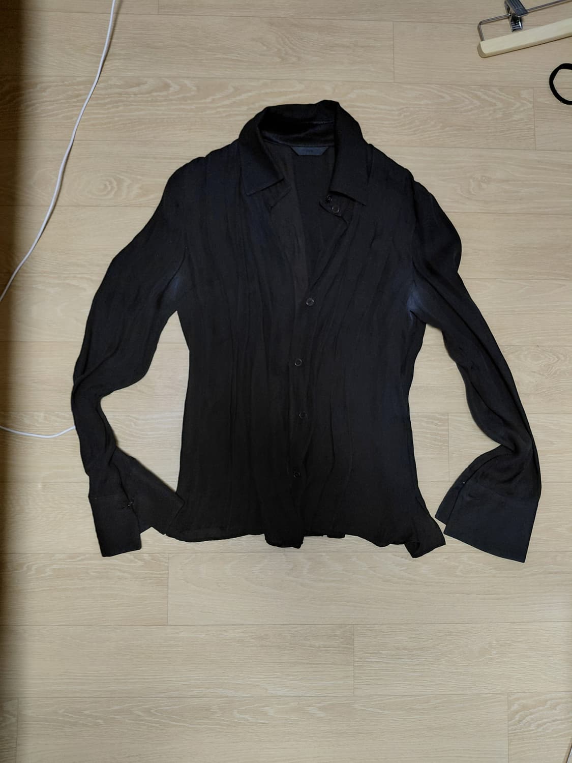 TIME 실크 블랙 고딕 고스 로맨틱 시스루 카라 포인트 블라우스 상품이미지7