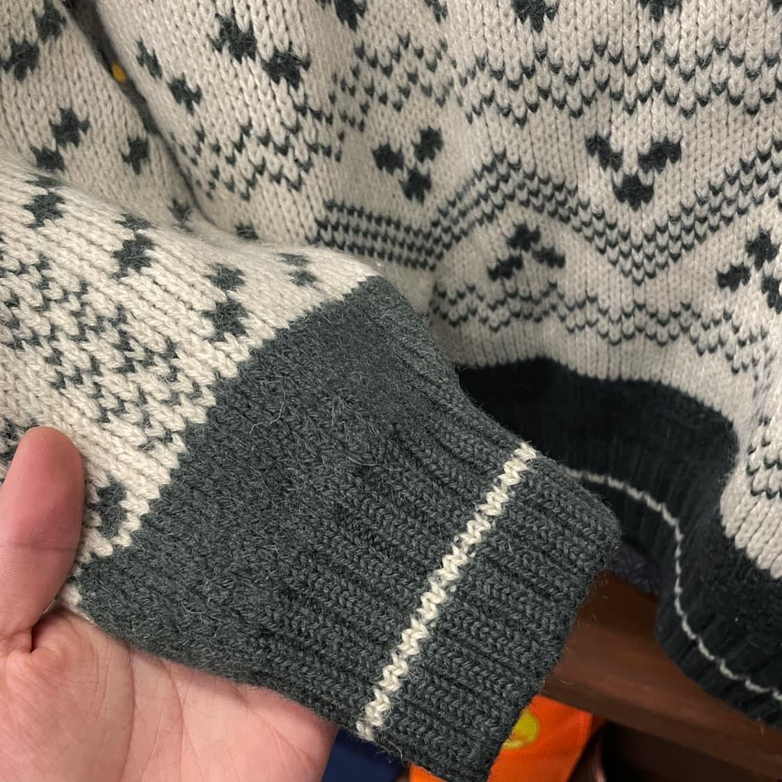 90s 캐나다 툰드라 헤비 울 순록 패턴 크롭 니트 스웨터 N206 상품이미지6