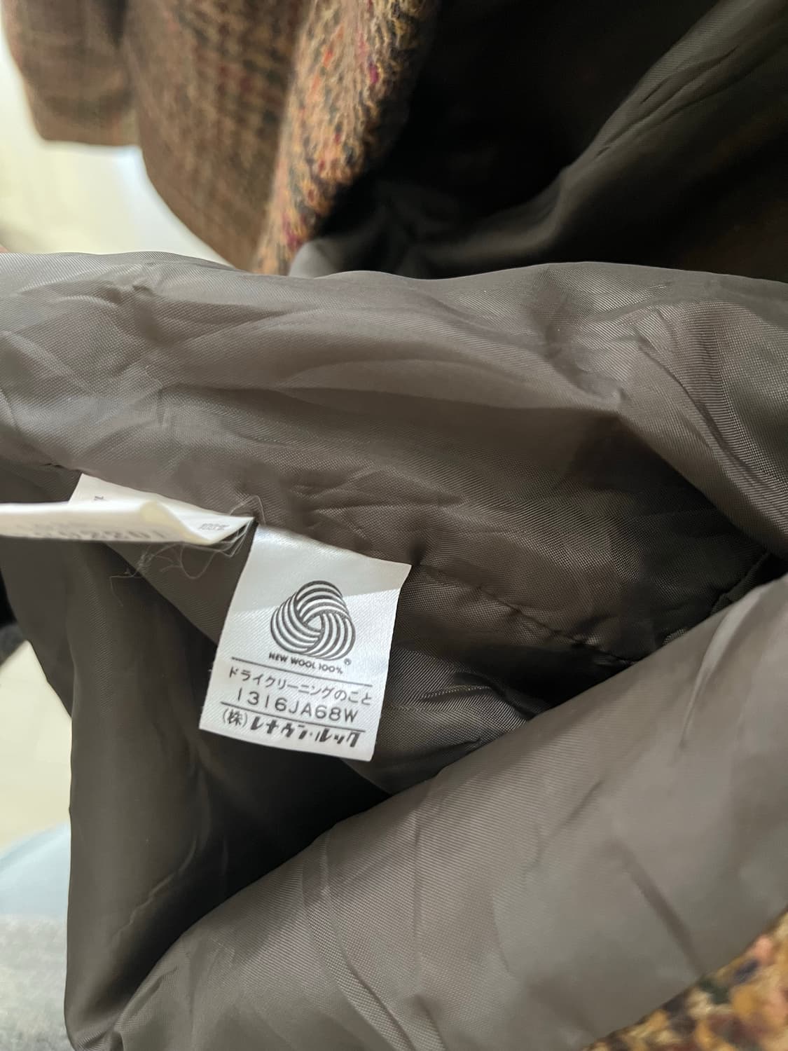 브라운 체크 울 자켓 상품이미지4