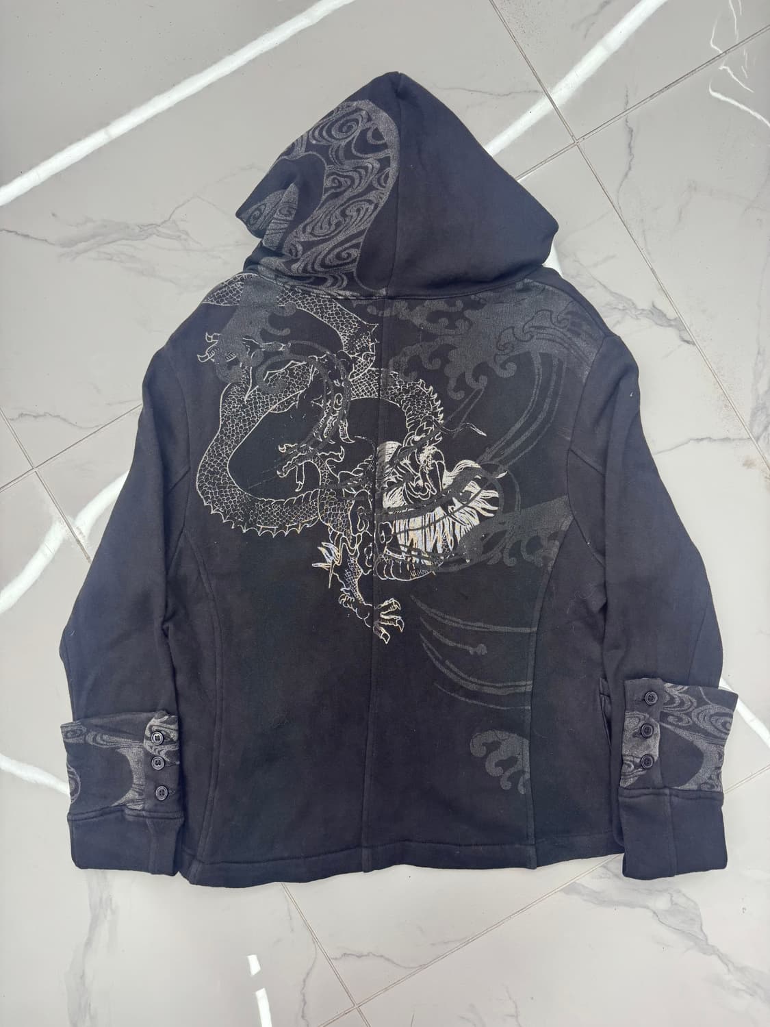 •Japanese vintage 고쿠 드래곤 프린팅 후드티 상품이미지2