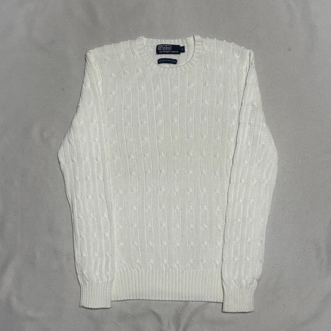 S 폴로랄프로렌 머서라이즈드 코튼 화이트 케이블 니트 상품이미지2
