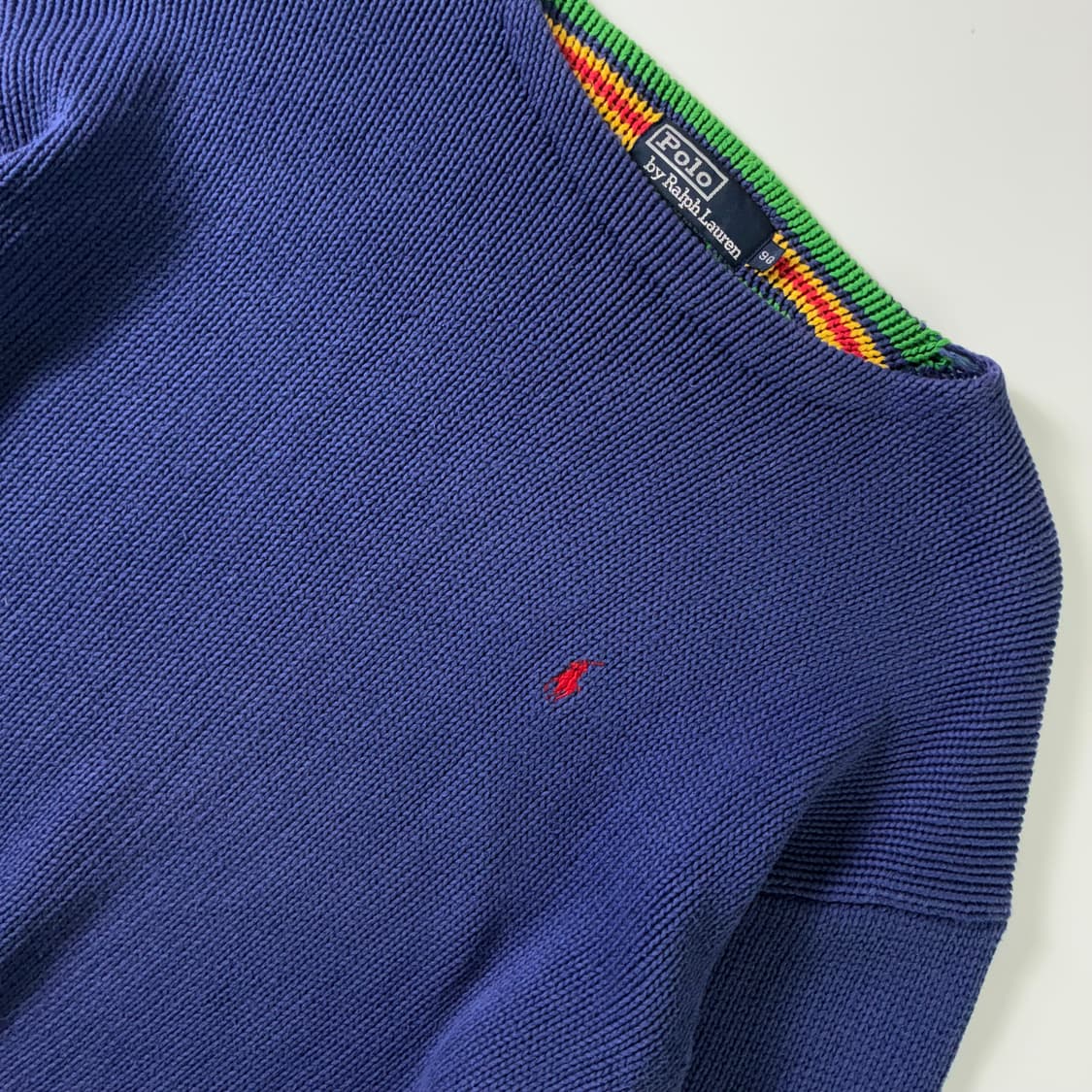 Polo  폴로 랄프로렌 90,s 헤비코튼 블루 라운드 보트넥 니트  상품이미지3