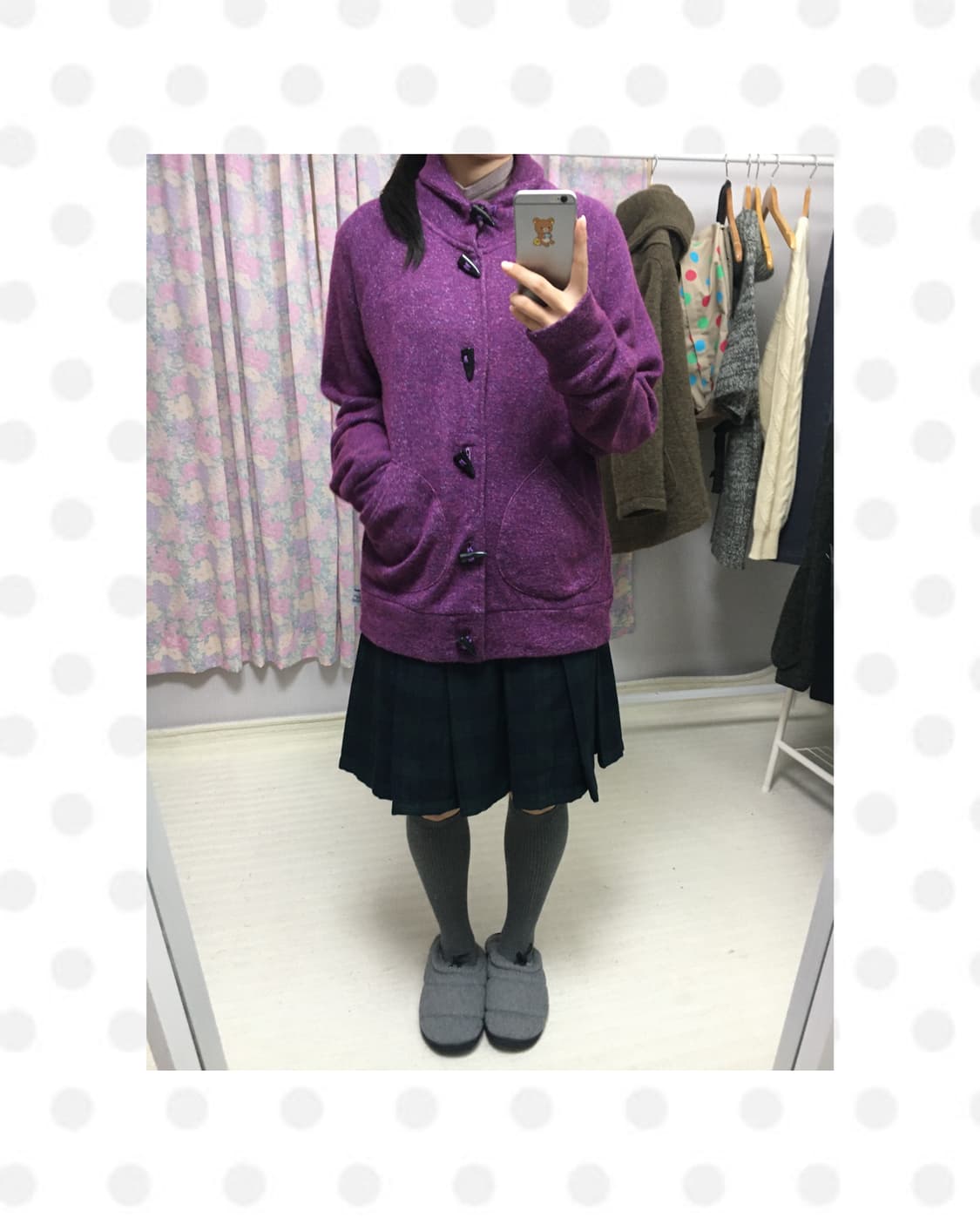 퍼플 떡볶이 단추 가디건 상품이미지1