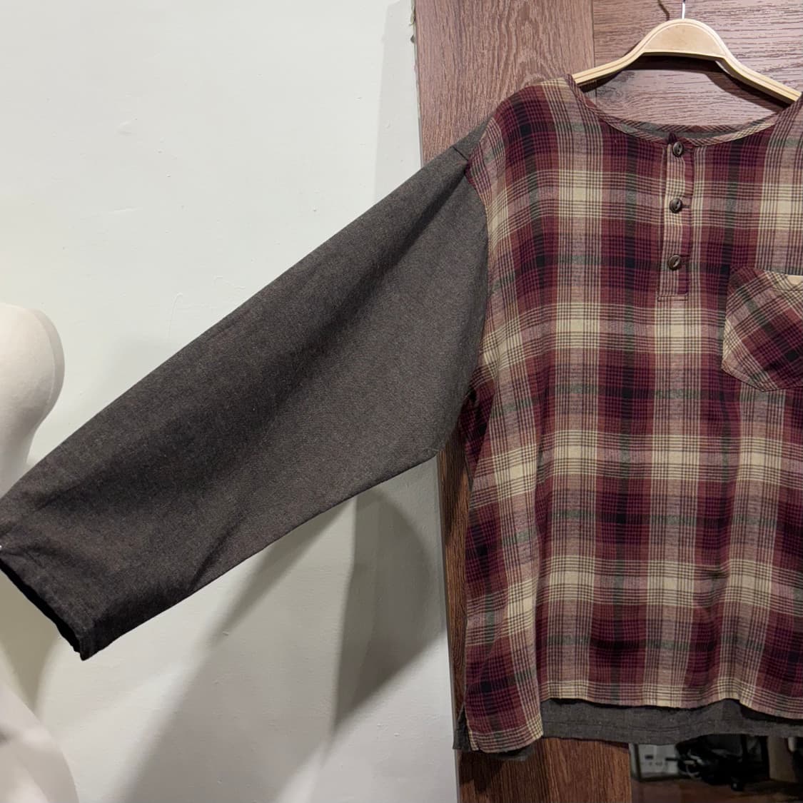 고슬로우카라반 체크 포켓 코지 배색 셔츠 아메카지 모리 상품이미지6