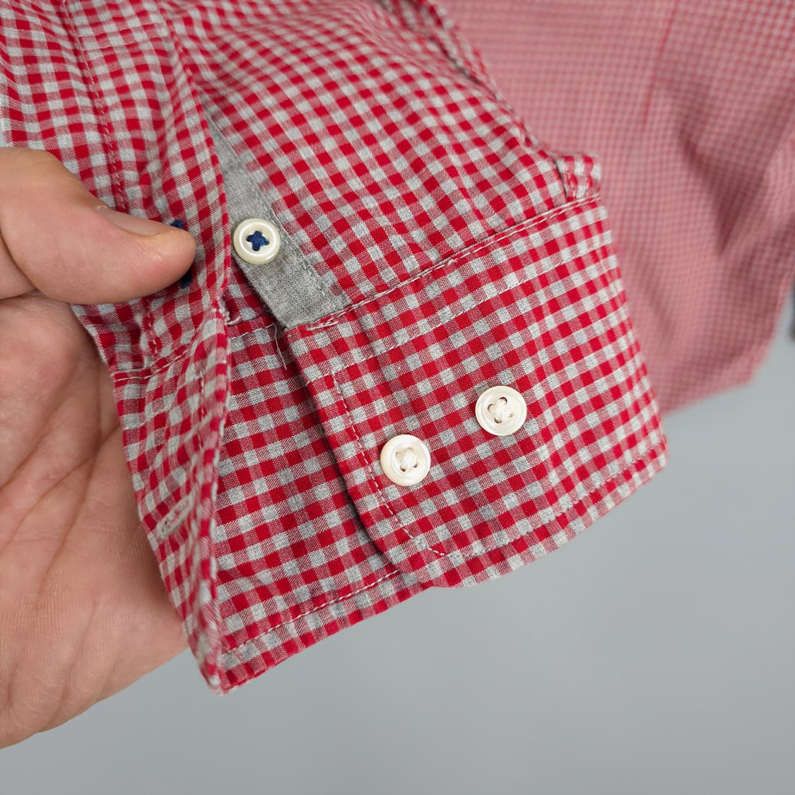 타미힐피거 슬림핏 깅엄 체크 셔츠 레드 L 상품이미지6