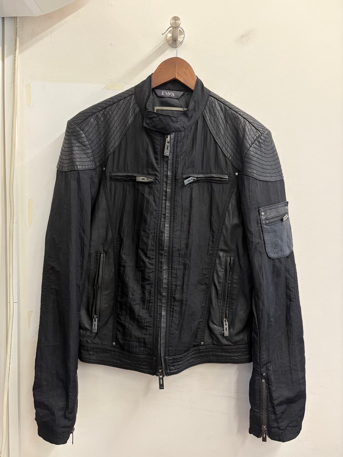 N249. 엠포리오 아르마니 알마니 나일론 바이커자켓 레더 상품이미지1