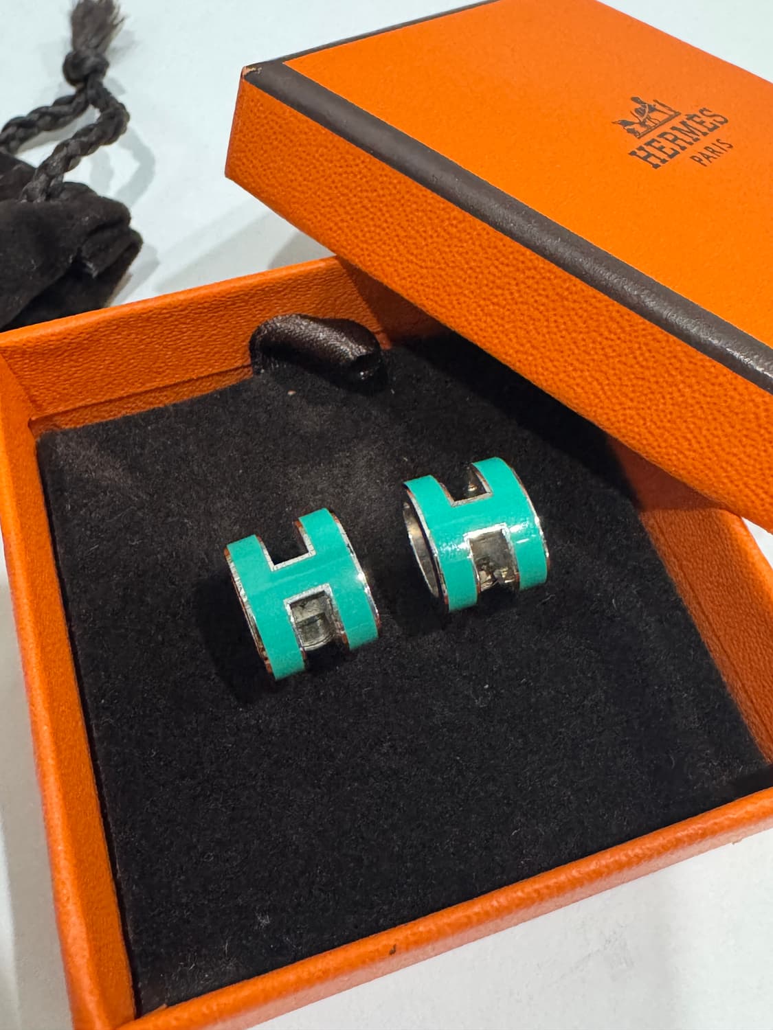 에르메스 팝아슈 귀걸이 민트 풀박스 정품 상품이미지1
