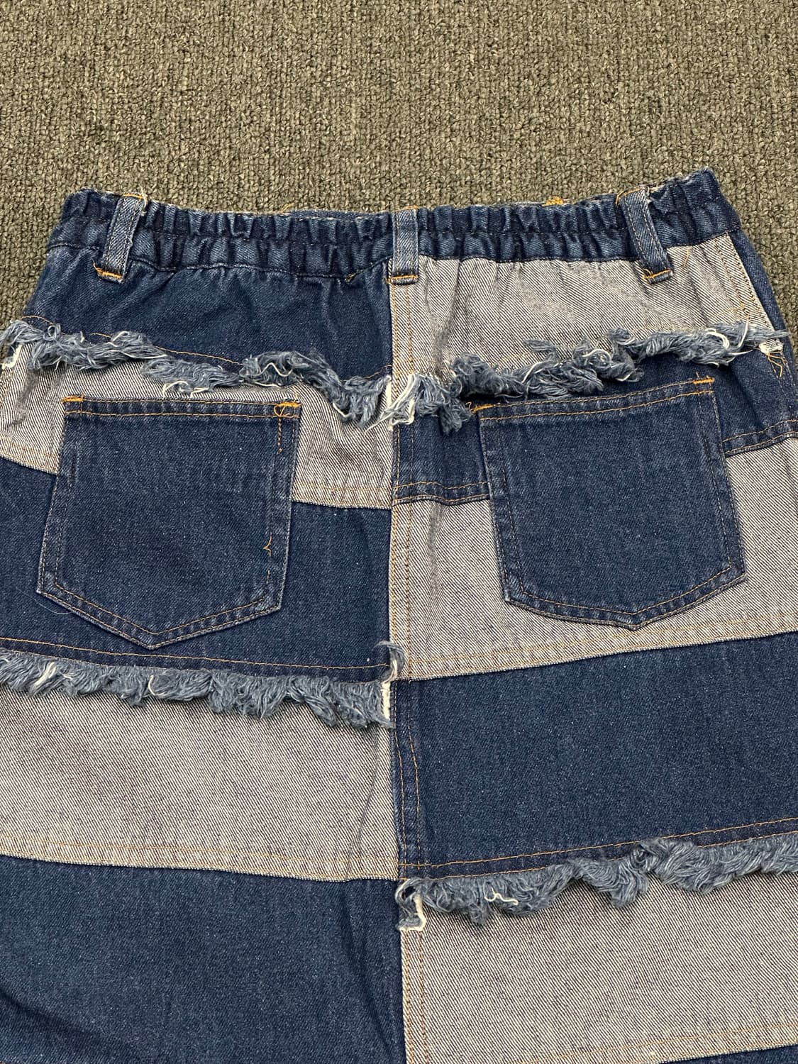 160)Japanese vintage 프린지 패치워크 데님 스커트 상품이미지6