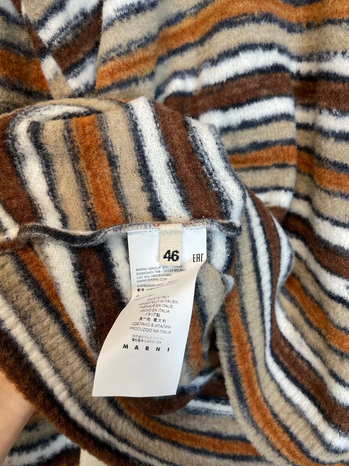 마르니 브러시드 울 스트라이프 폴로 니트 상품이미지4