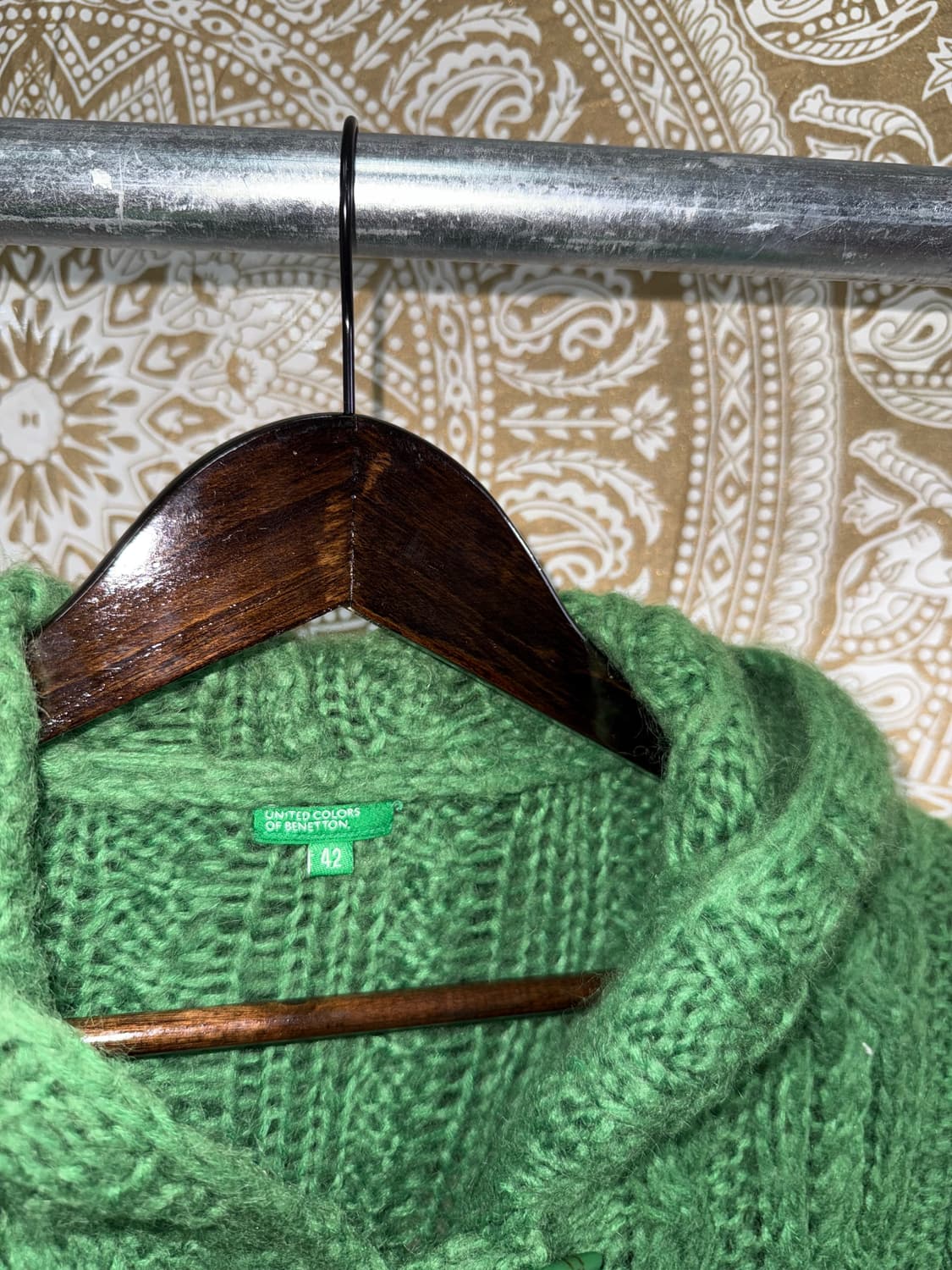 베네통 여성 케이블 떡볶이단추 니트 가디건  상품이미지5