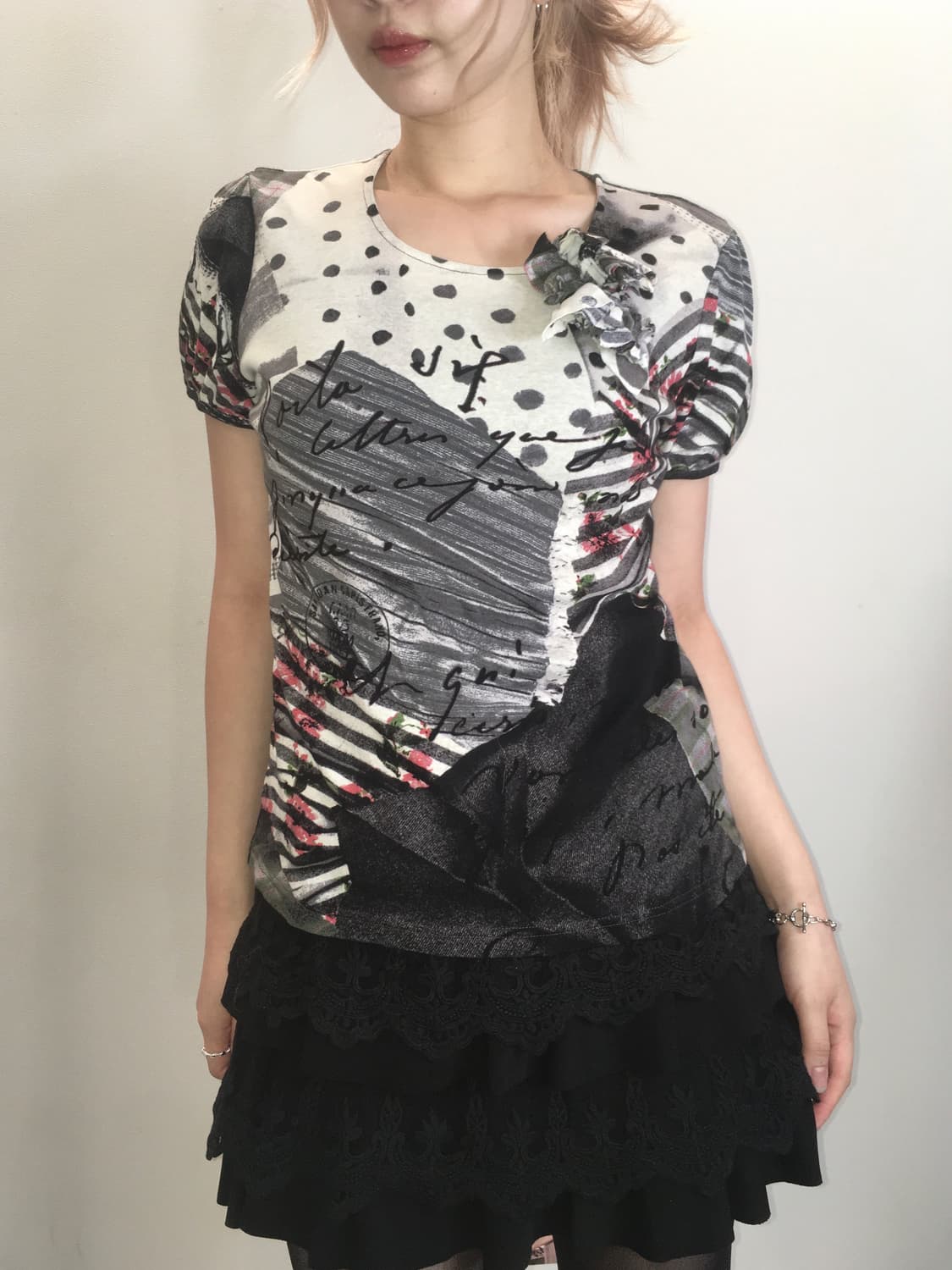 jpn vintage dot unique puff t shirt 상품이미지2