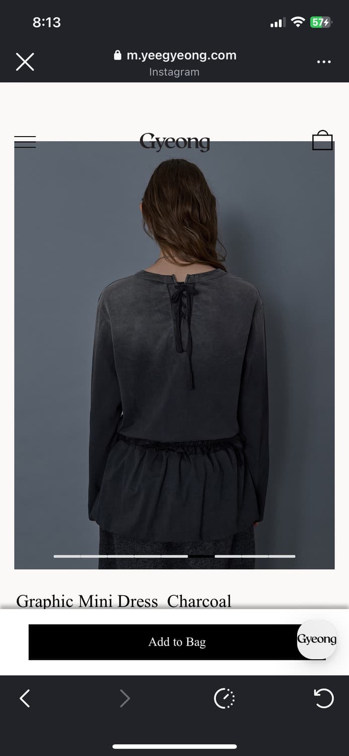 Gyeong 그래픽 미니 드레스 챠콜 상품이미지5