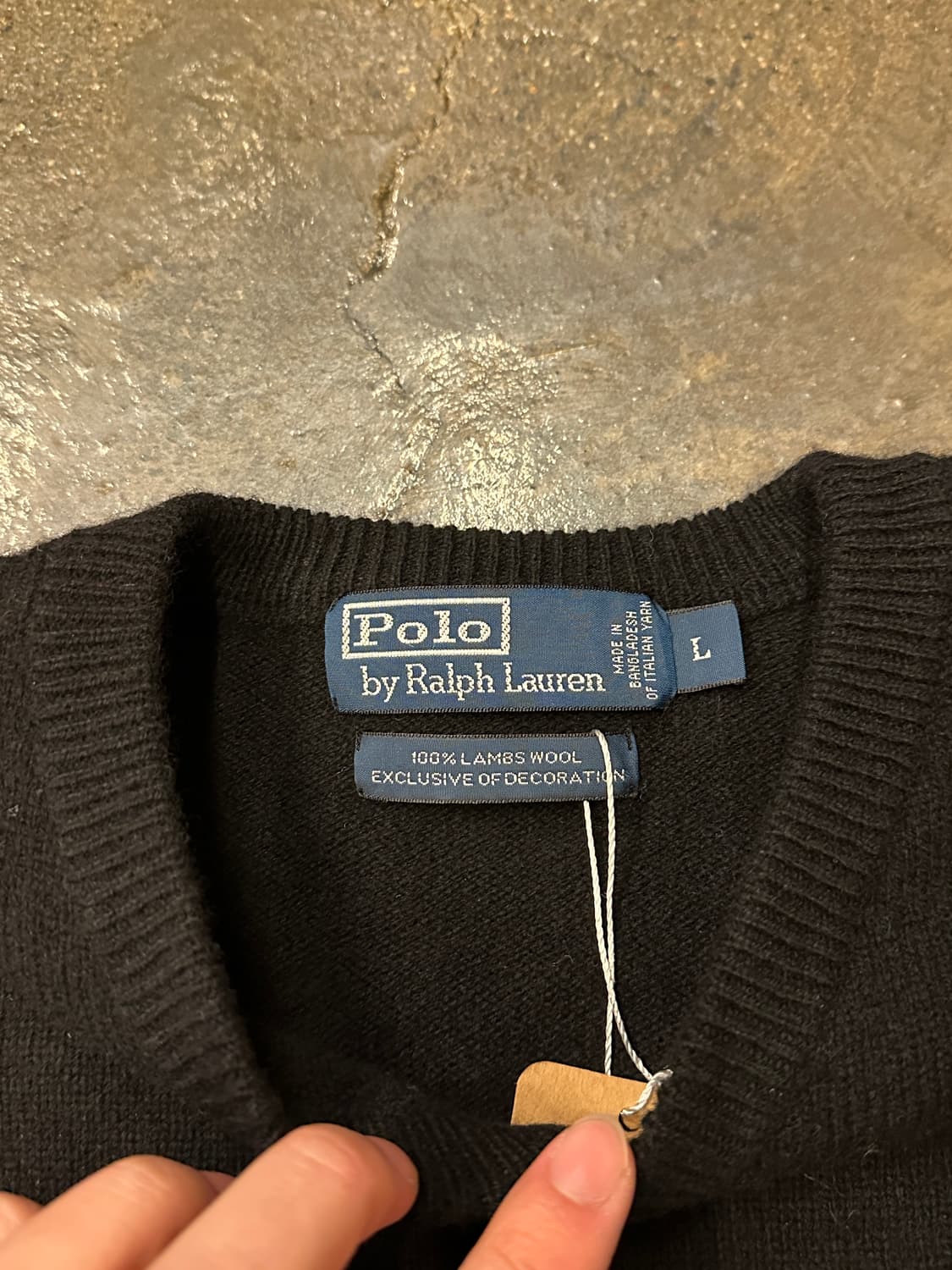 폴로 랄프로렌 블랙 브이넥 울니트 L 상품이미지3