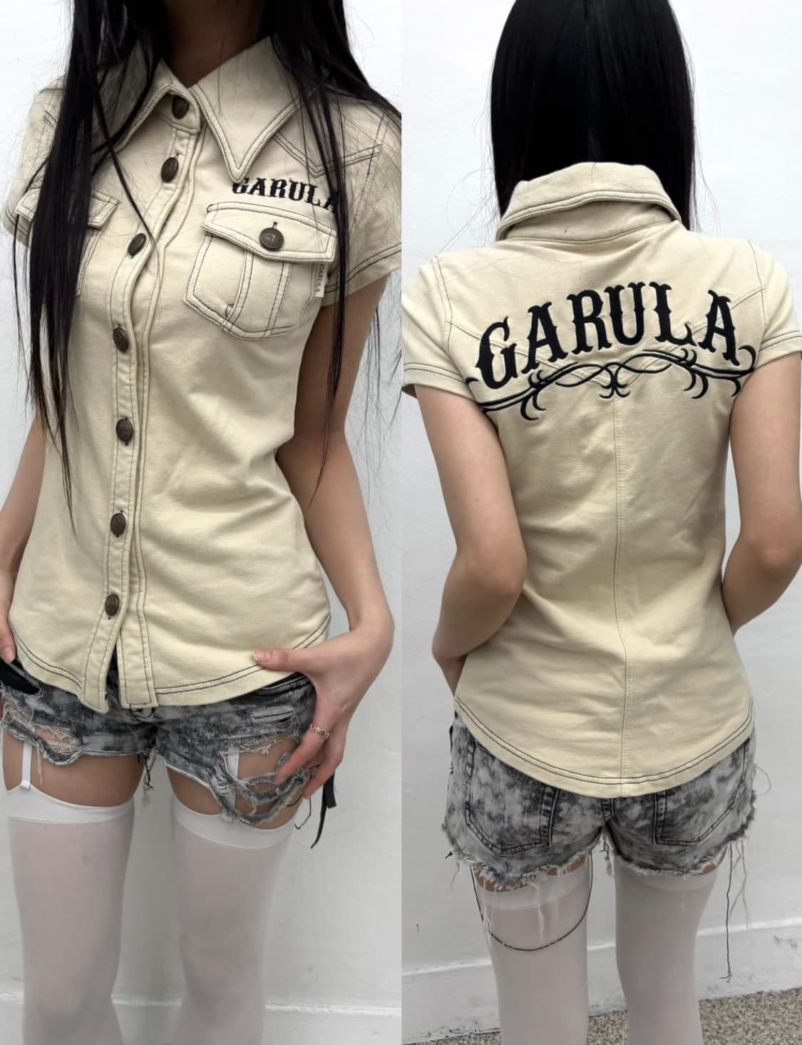 Garula sand beige slim pk top 상품이미지1