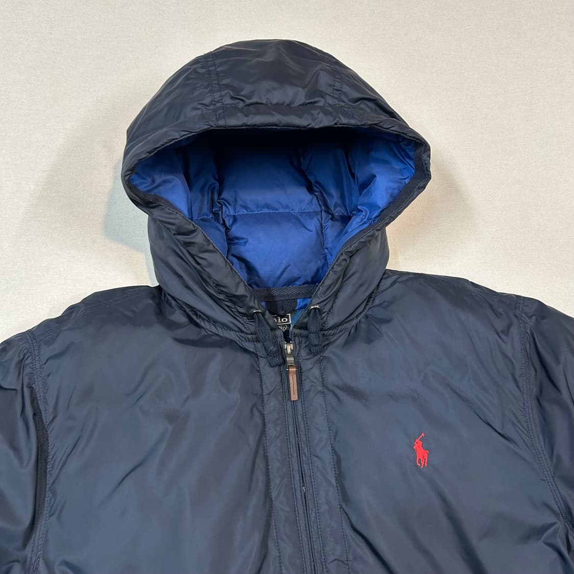 L) 폴로 랄프로렌 네이비 후드 덕다운 패딩 점퍼 상품이미지4