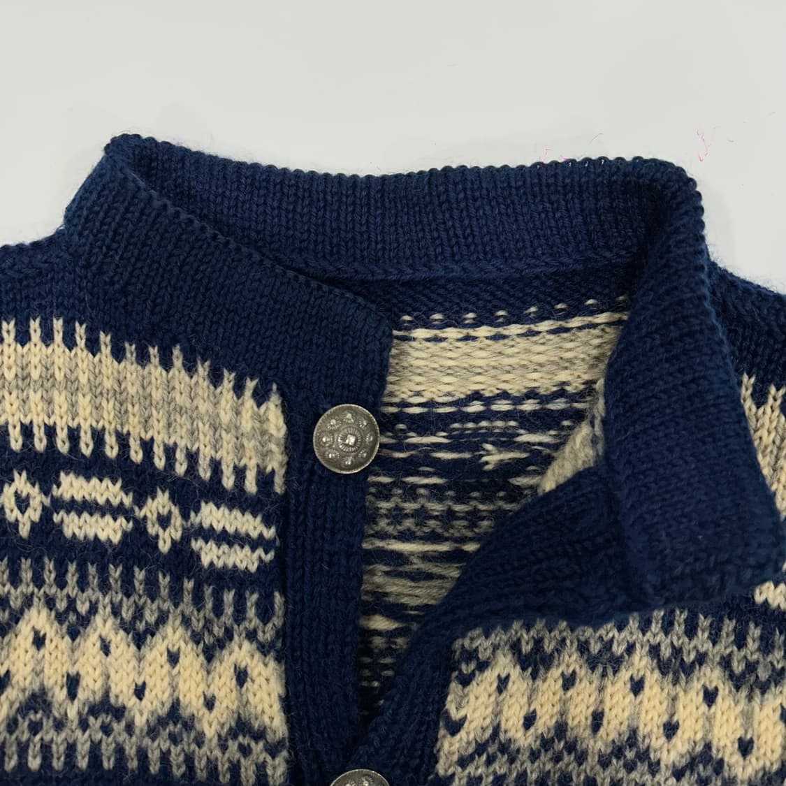 Vintage 램스울 노르딕 네이비 가디건 상품이미지5