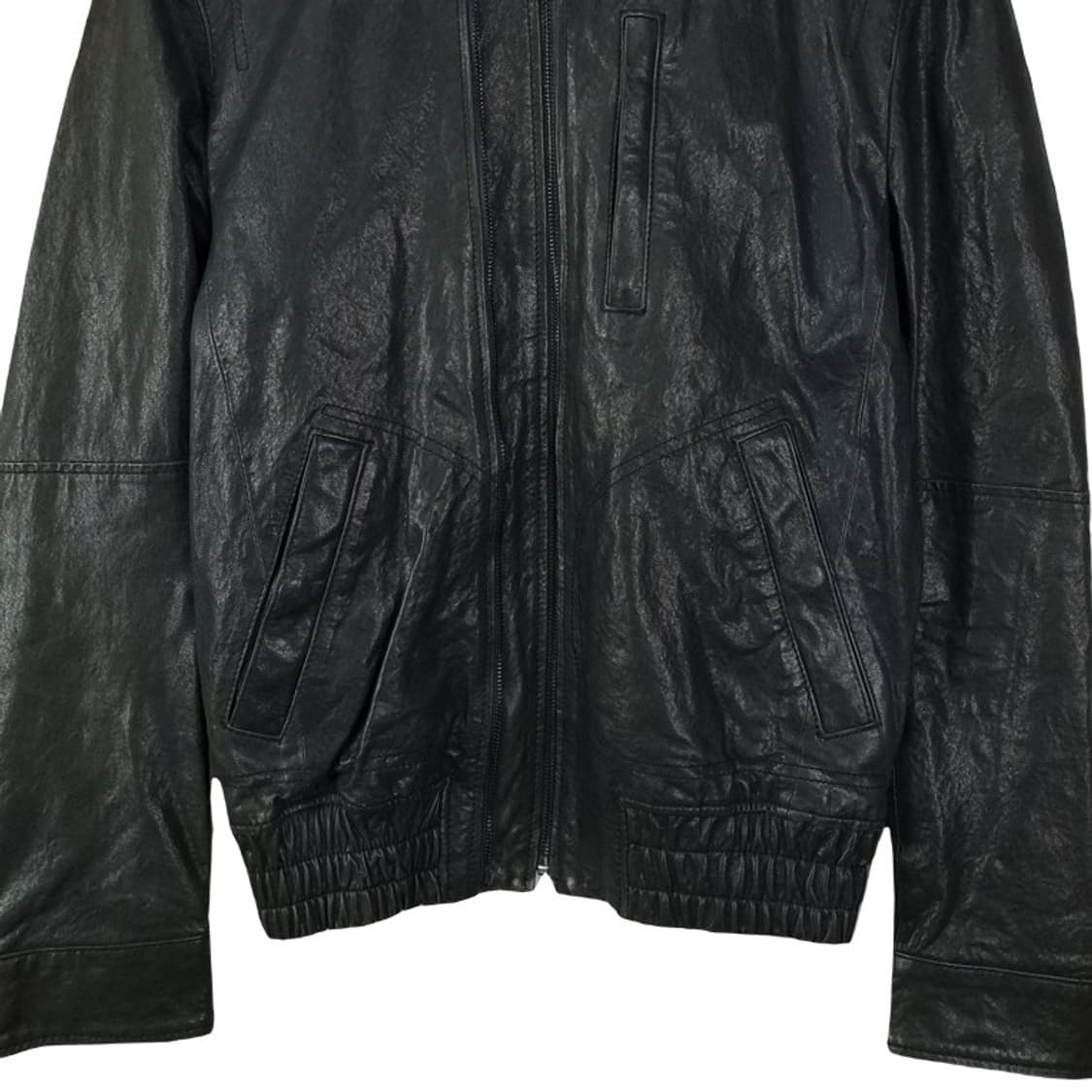 [빈티지] 리얼 램스킨 양가죽 집업 레더 자켓 블랙 M19903 상품이미지5