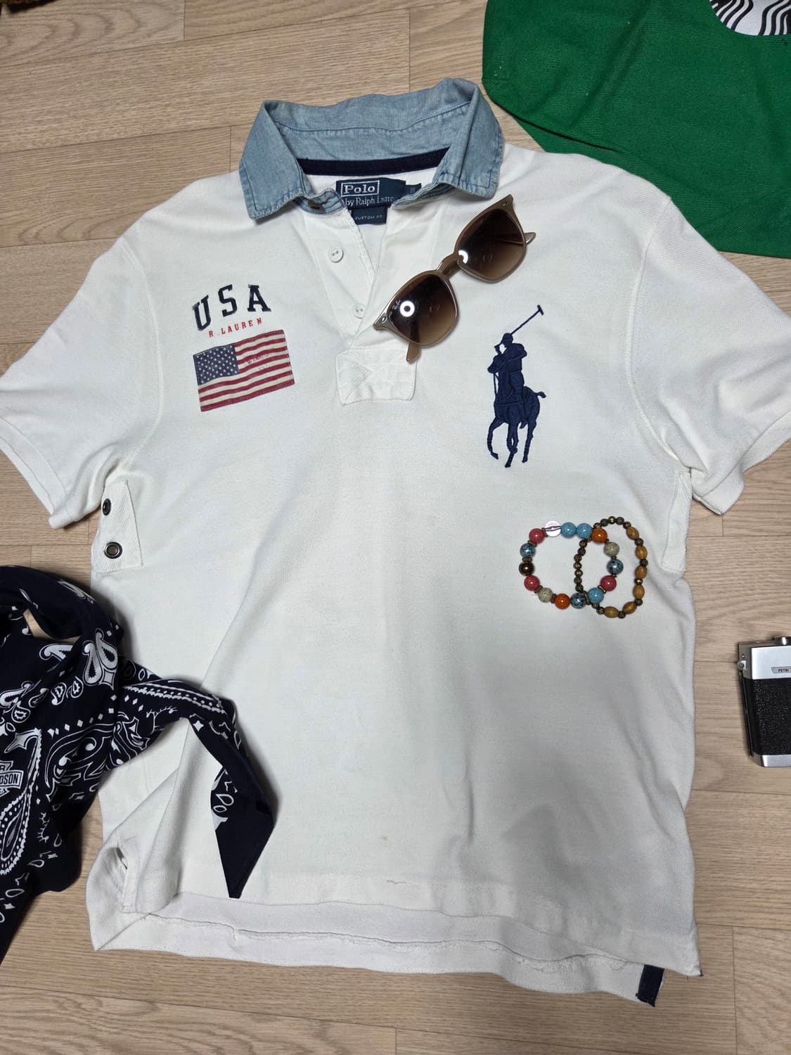 (여성용)POLO RALPH LAUREN 성조기 반팔 티셔츠 카라티  상품이미지2