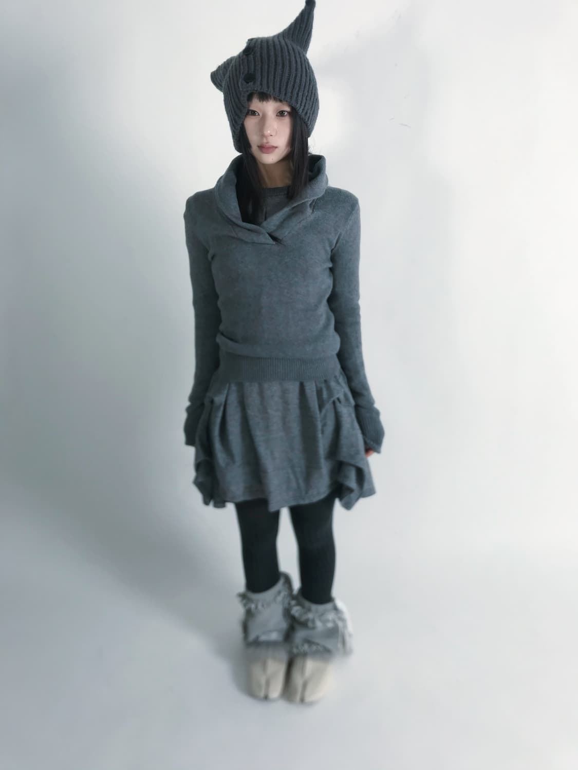 Tommy hilfiger wrap collar grey knit 상품이미지3