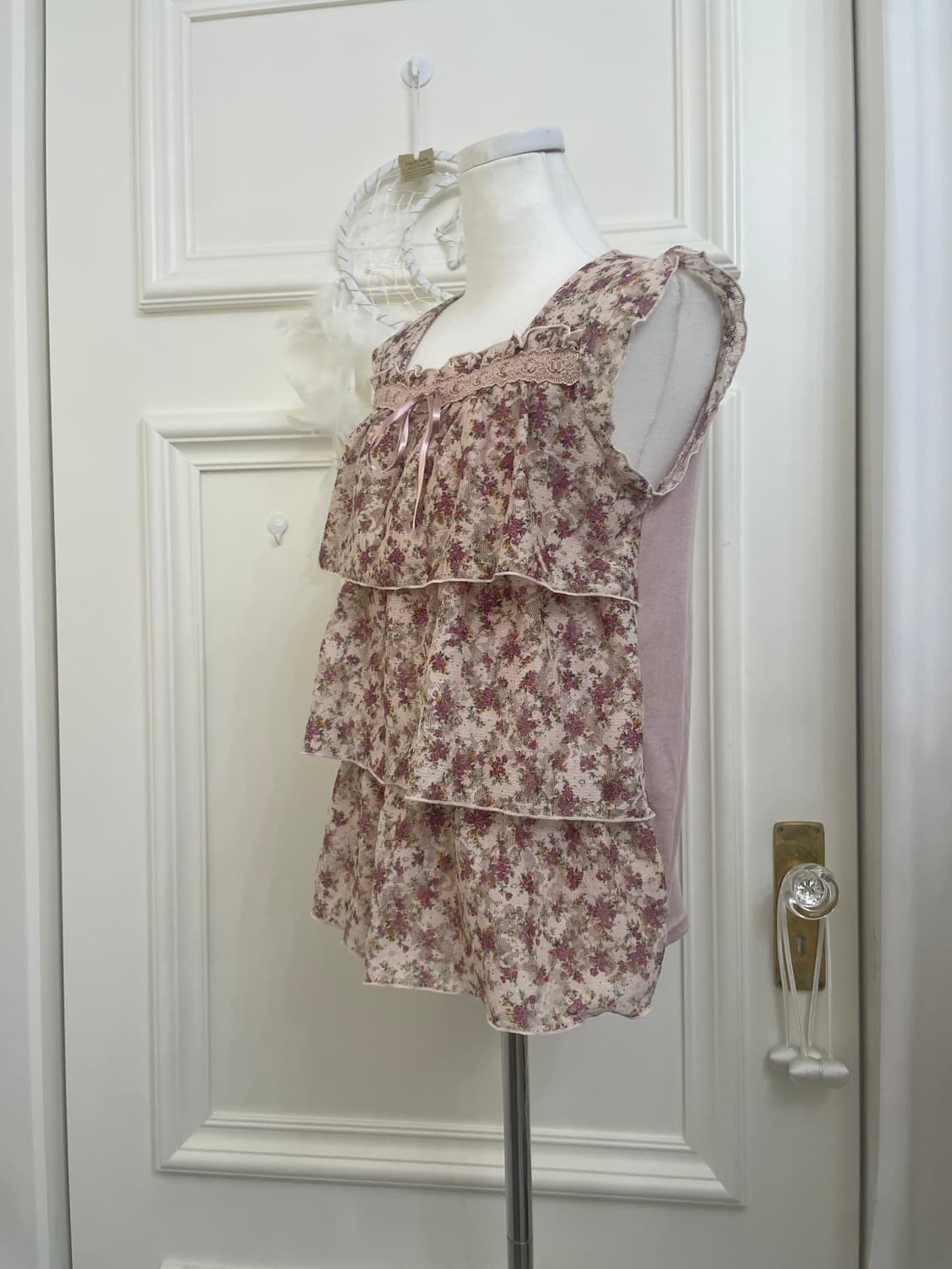 ROSA CHERI flower lace layered bow top 상품이미지2
