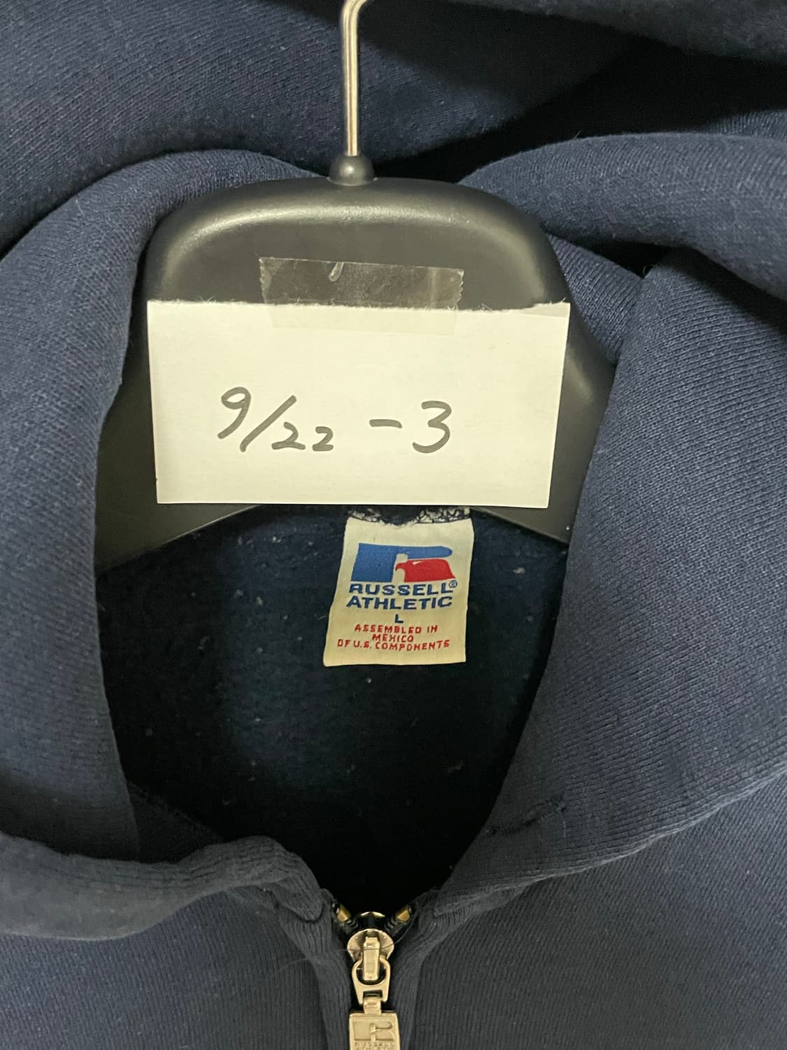 (L) 90s 러셀 애슬래틱 50/50 후드 집업 네이비 상품이미지5