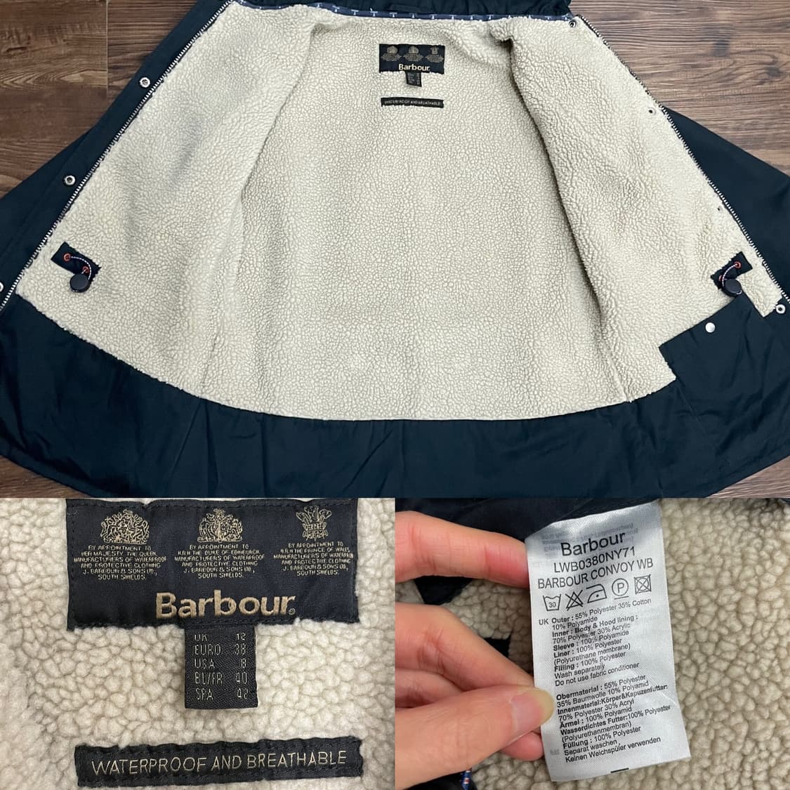 바버 Barbour 양털 라이닝 워터프루프 자켓 uk12 상품이미지10