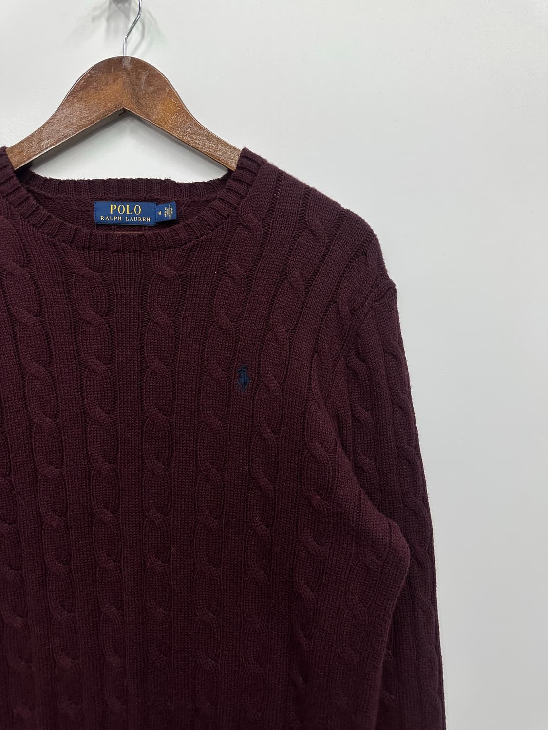 폴로 버건디 꽈배기 니트  상품이미지3