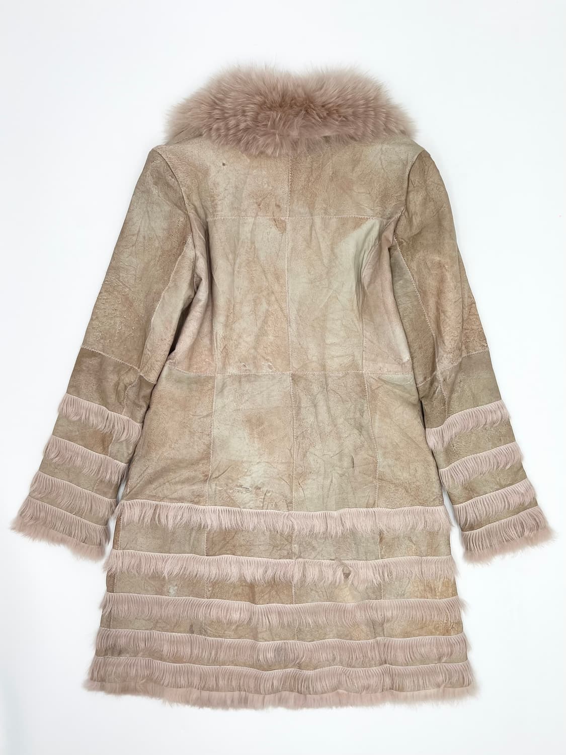 빈티지 핑크 퍼 레더 롱 자켓 상품이미지3