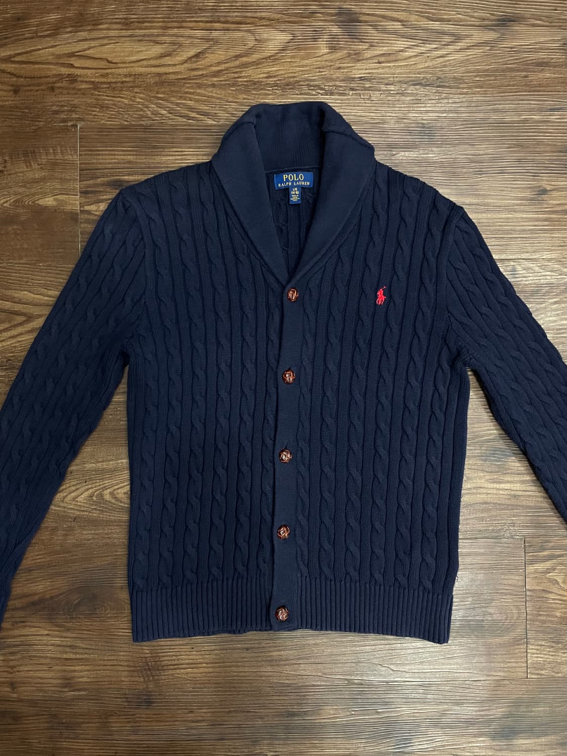 폴로 랄프로렌 코튼 케이블 숄카라 가디건 네이비 상품이미지2