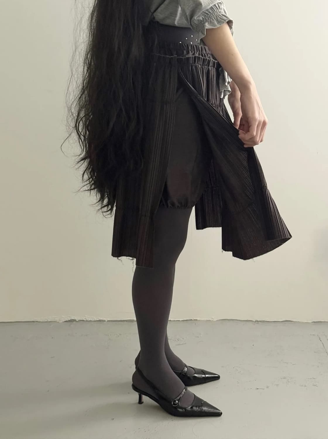 노이어덜트 new double pleated skirt 상품이미지2