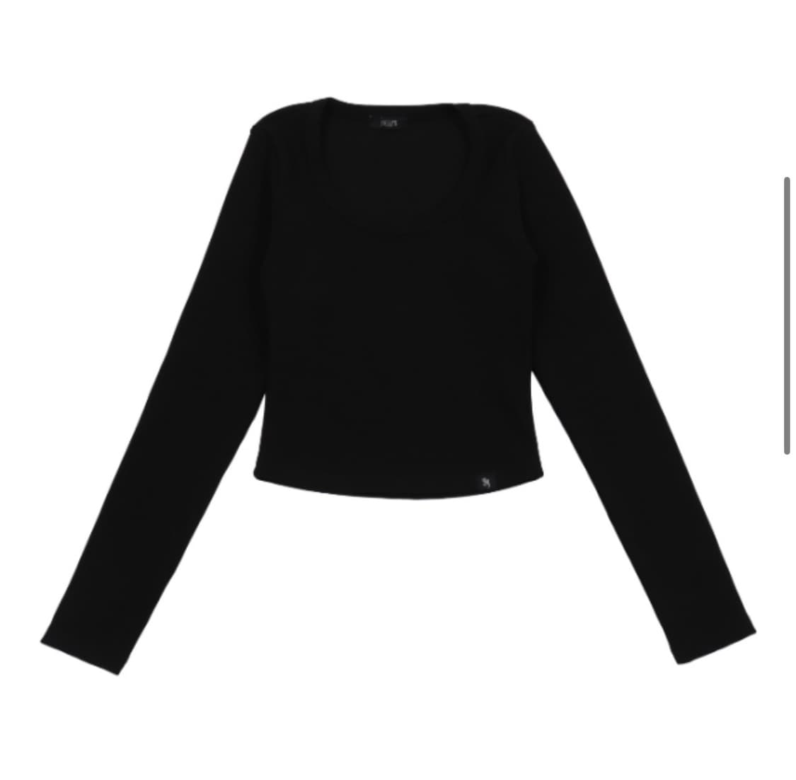 시너진 PLAIN RIB CROP LONG SLEEVE BLACK 상품이미지2