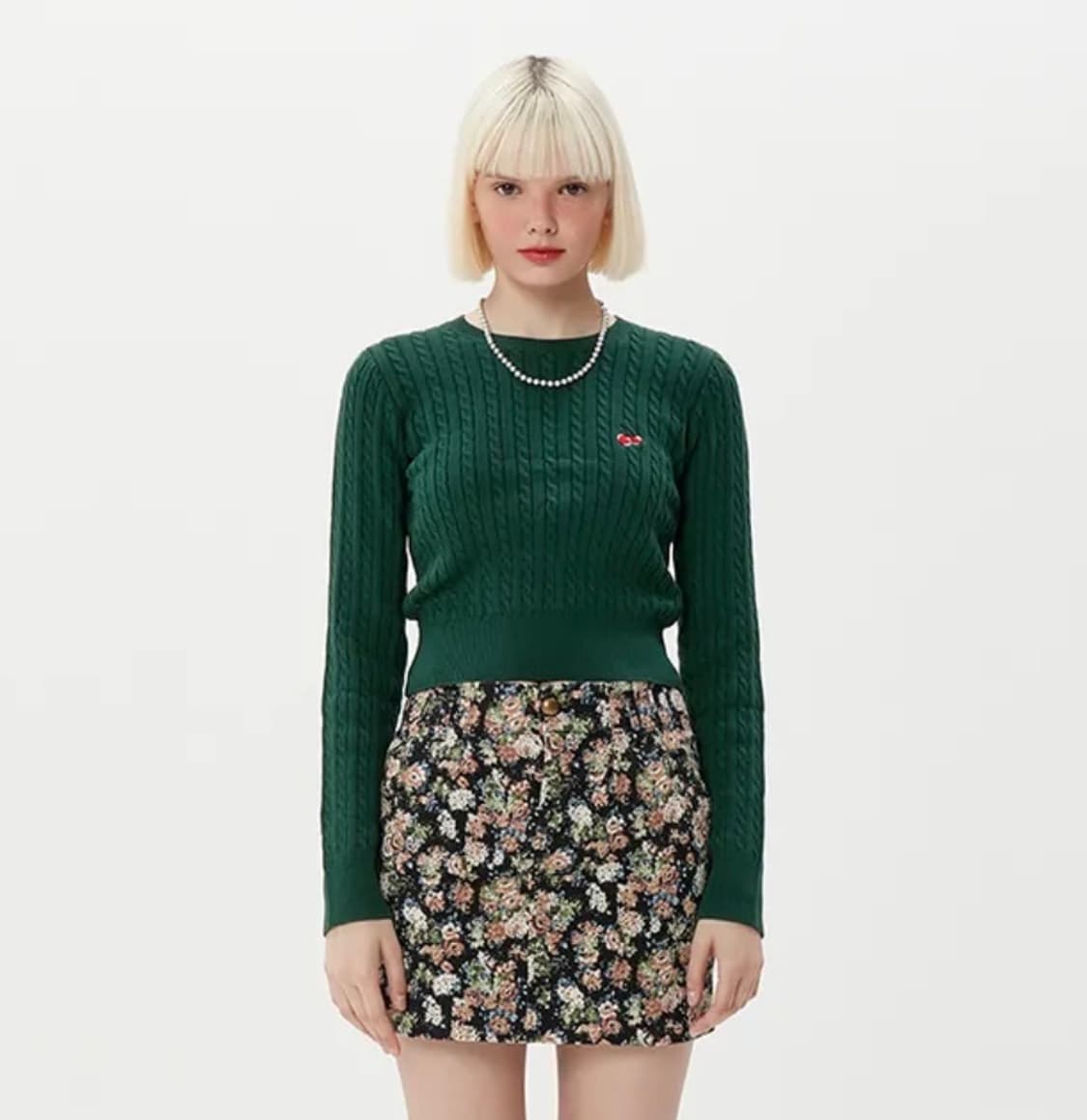 키르시 크롭 니트 그린 상품이미지1