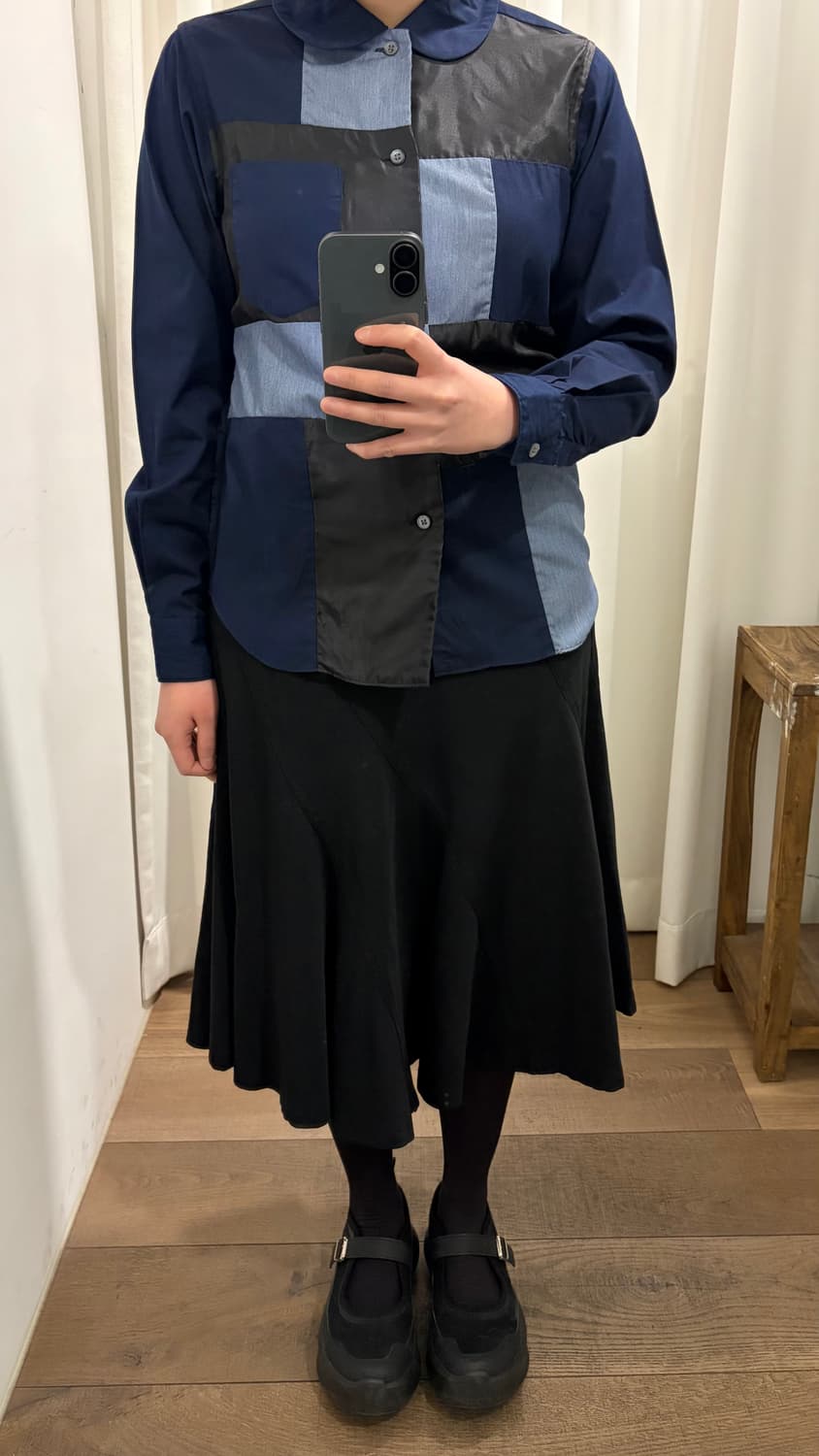 Patchwork Round Collar Blouse 상품이미지2