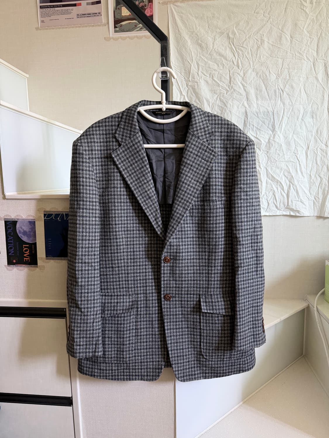 모직 체크 패턴 자켓 상품이미지1