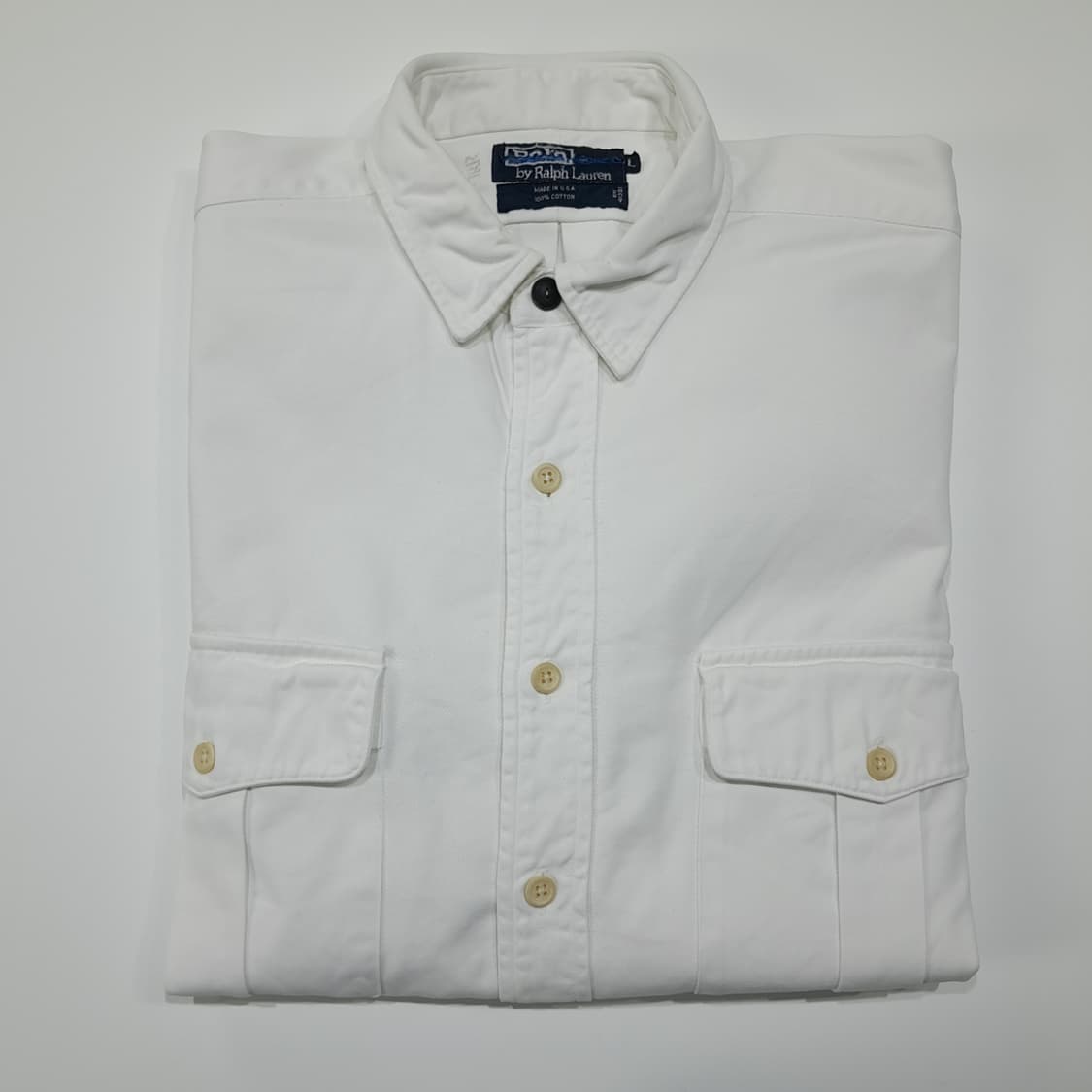 CL582 L 폴로 90s 미국판 코튼 트윌 플랩포켓 화이트 셔츠 남방 상품이미지9