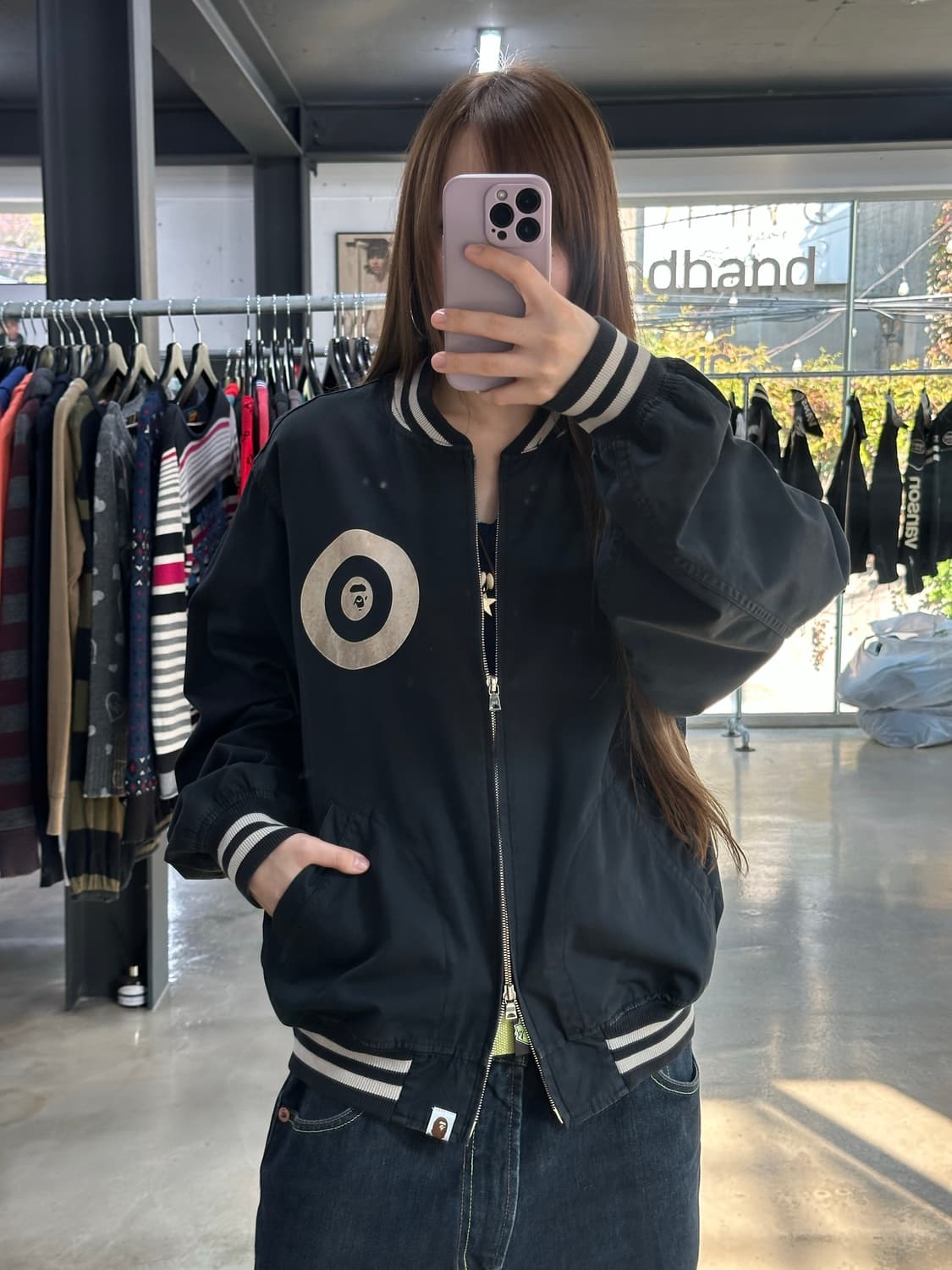 베이프 써클사루 백풀로고 투웨이바시티자켓 상품이미지3