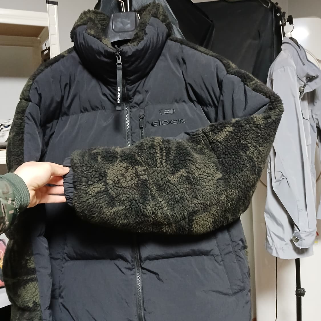 elder 아이더 카모 개구리 바스락 다운 패딩 후리스 자켓 상품이미지2