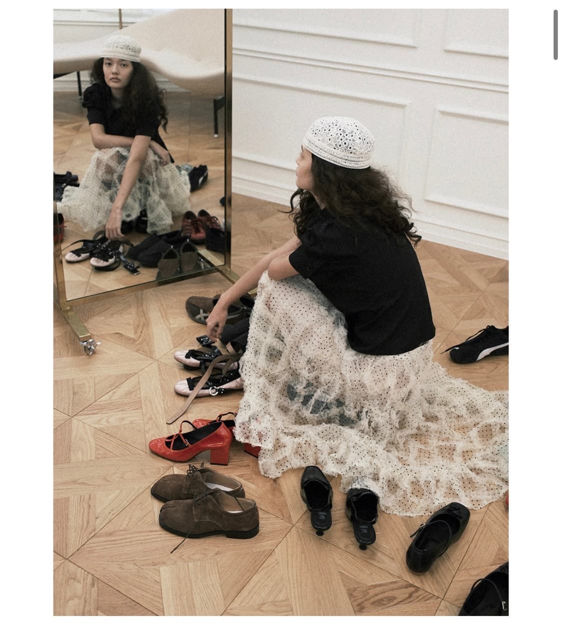 호쿠스포쿠스 Polka dot frill skirt/Champagne 상품이미지2