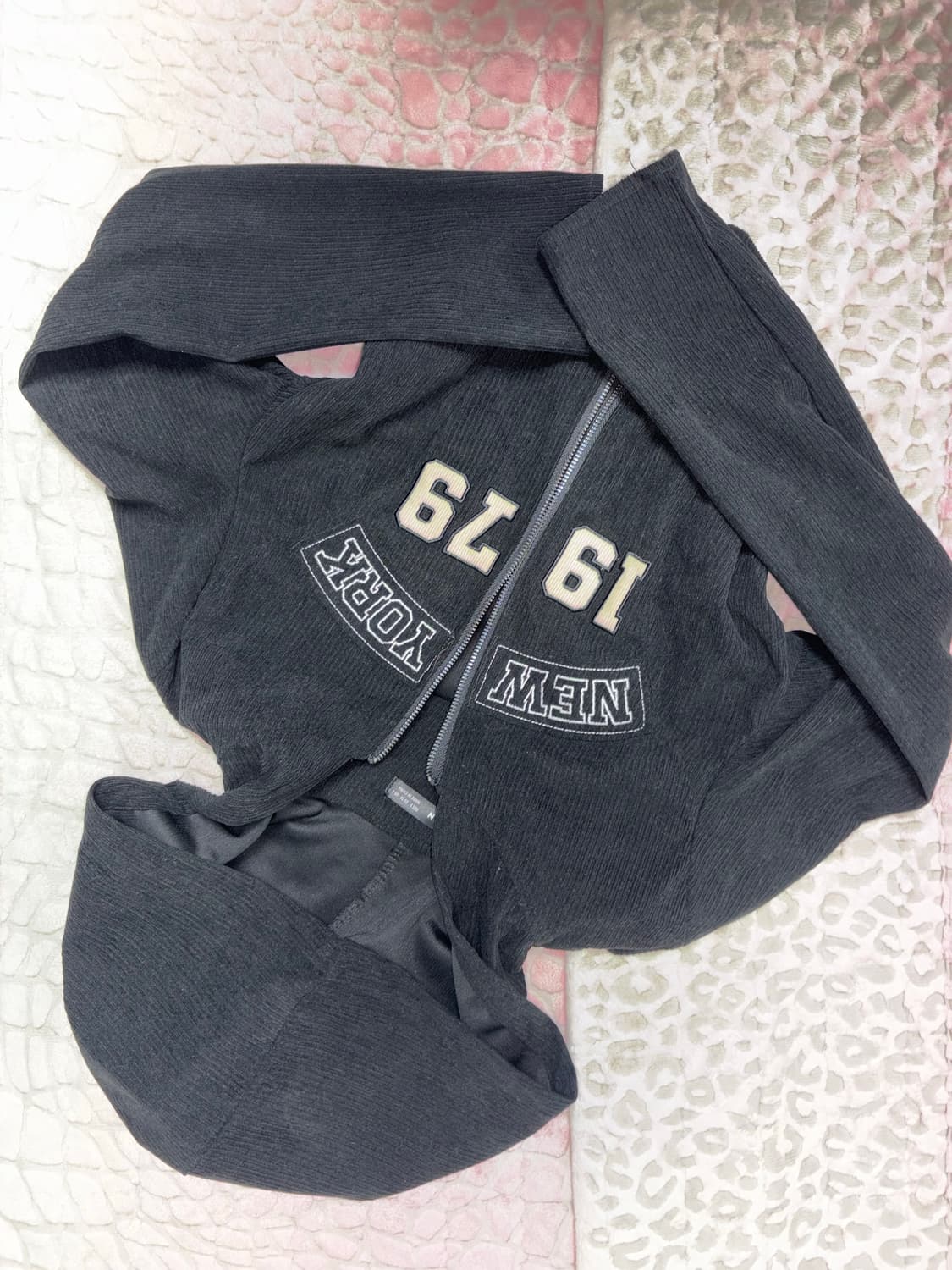 골지 빈티지 후드집업 블랙 상품이미지1