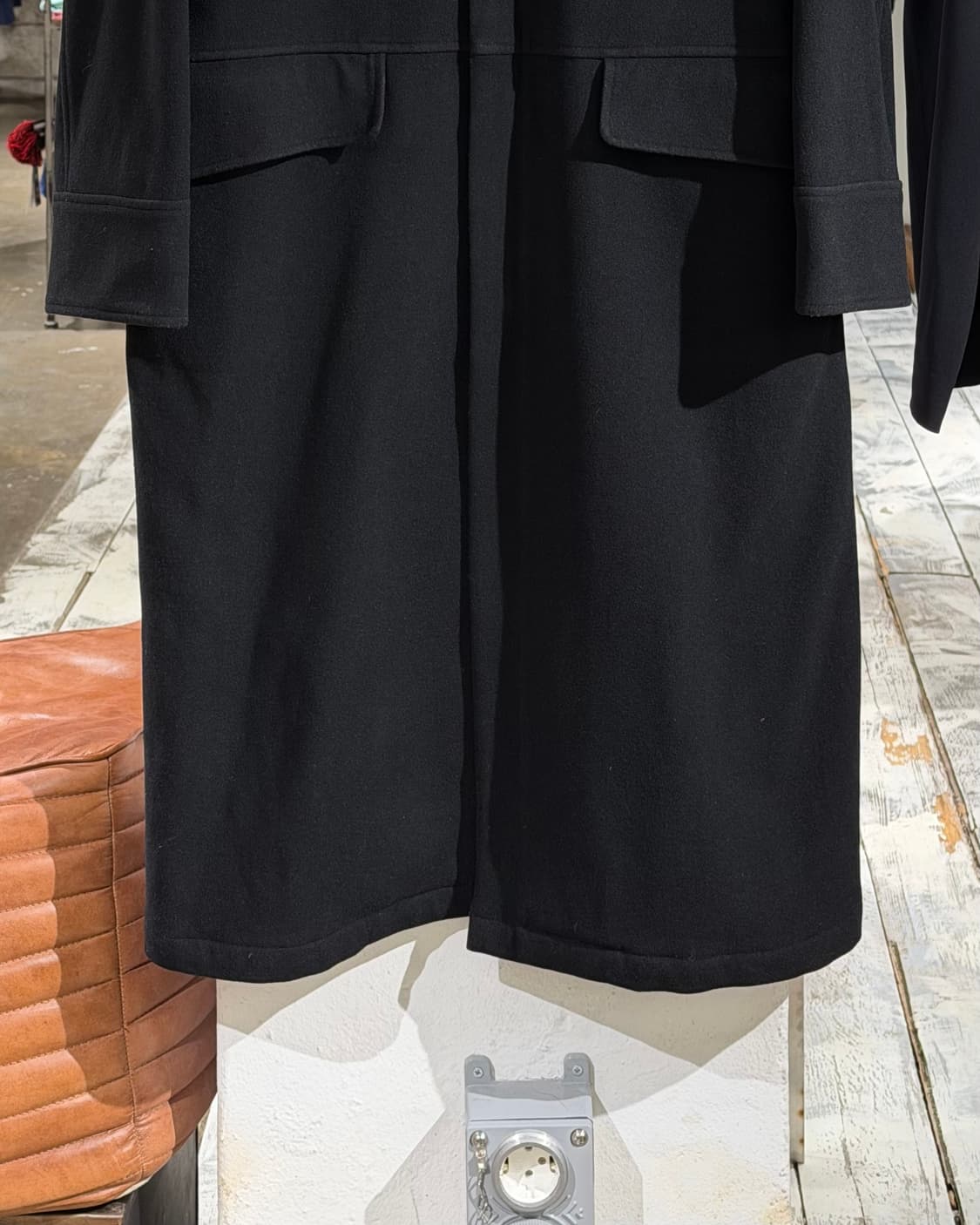 cp컴퍼니 블랙 울 블랜드 후디 롱 코트 상품이미지5