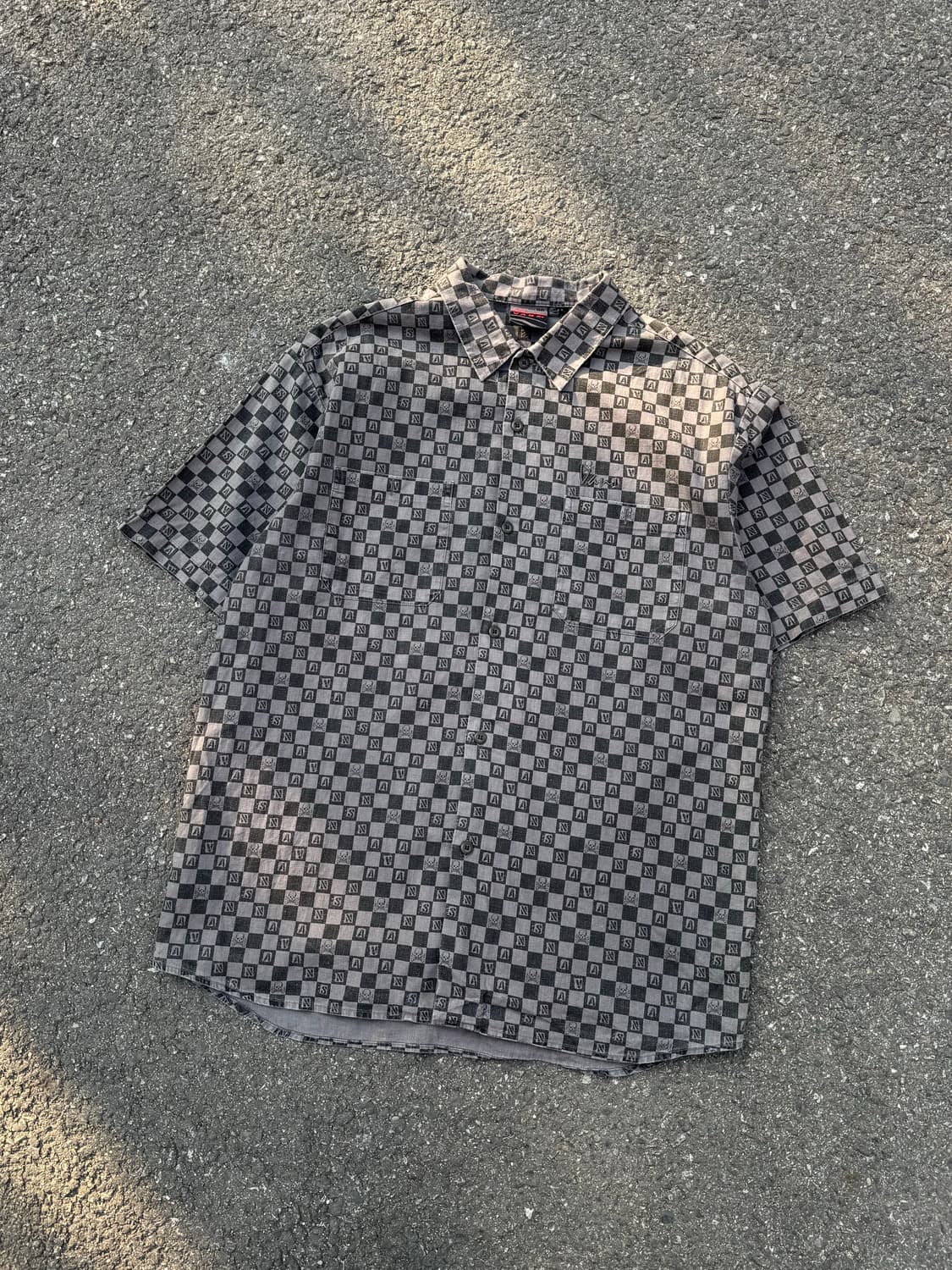 반스 스컬 체커보드 반팔 셔츠  상품이미지1