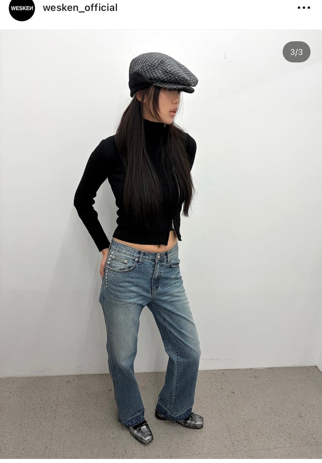 WESKEN 스터드 스트라이트 데님 (새상품) 상품이미지1