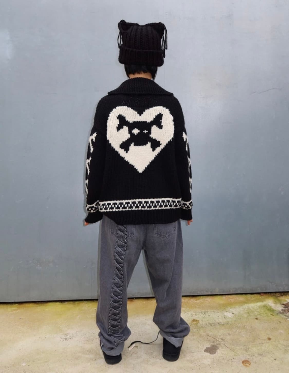LOVE AND SKULL CARDIGAN BLACK  상품이미지3