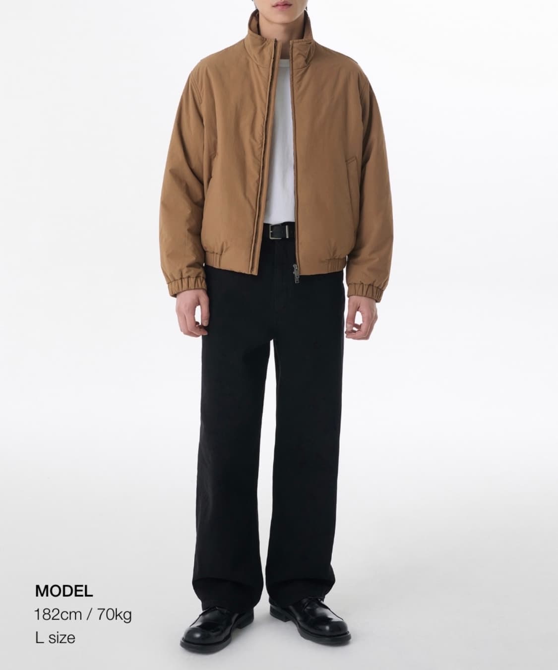 새상품(L) 무신사 스탠다드 하이넥 패딩 블루종 재킷 [데저트 브라운] 상품이미지2