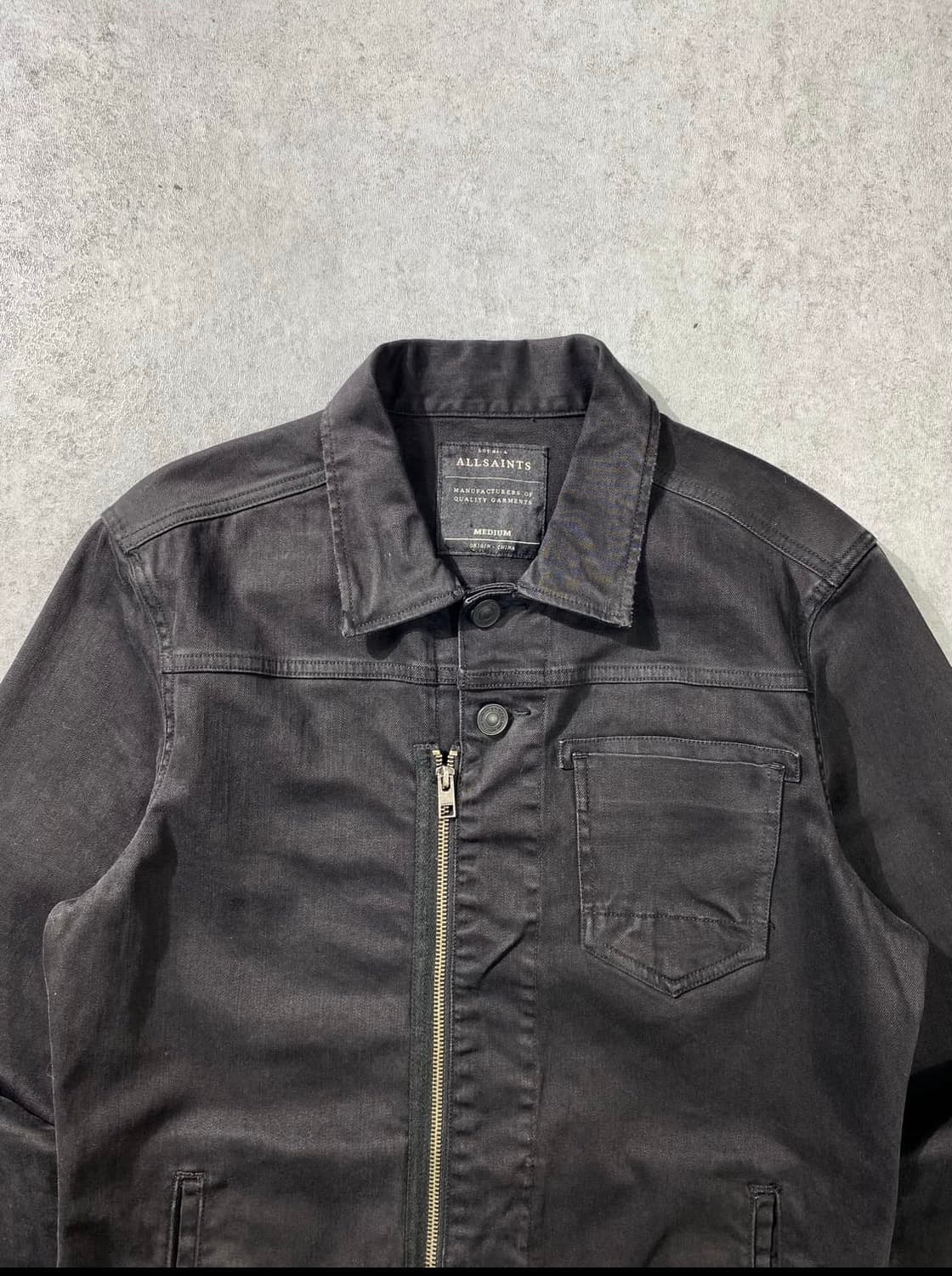 [M] 올세인츠 블랙 워시드 데님 바이커 자켓 상품이미지2