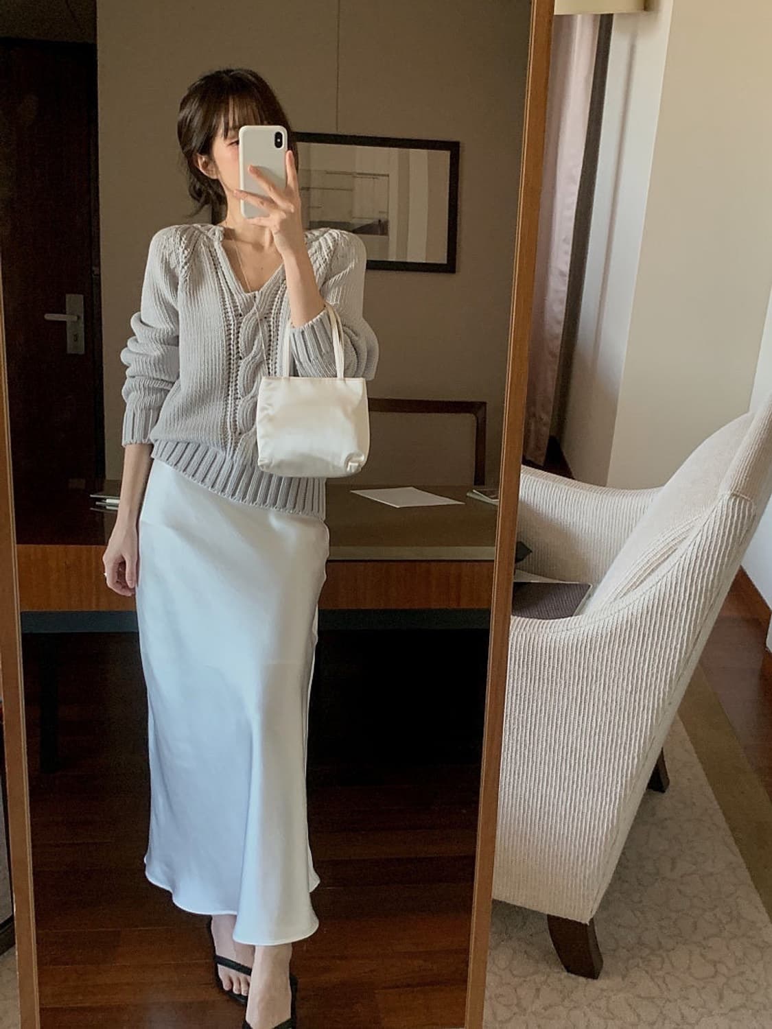 미엘miel 새틴롱스커트m 새상품 상품이미지4