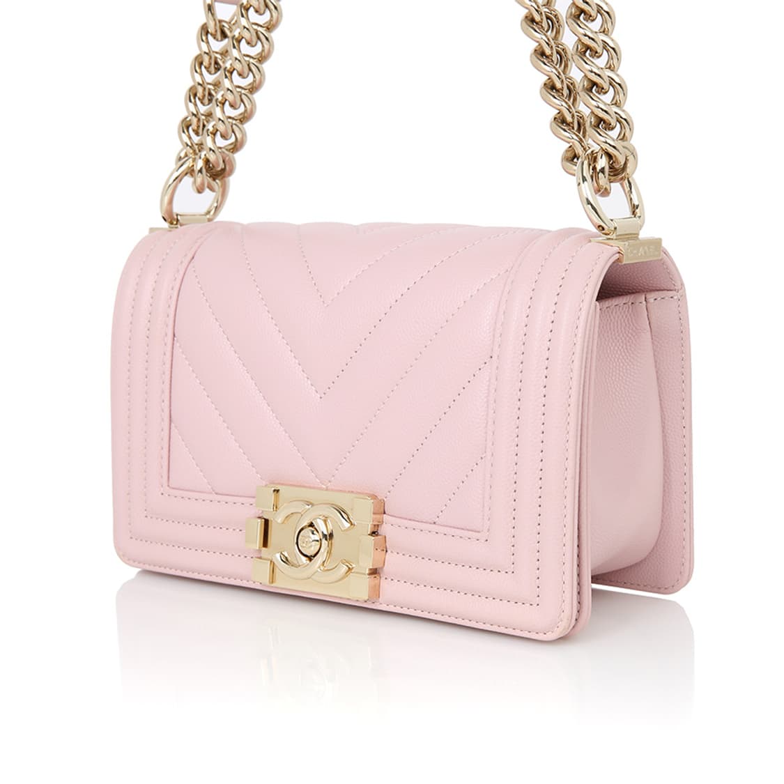 샤넬 캐비어 보이 스몰 플랩백 핑크 체인 크로스 A67805 상품이미지3