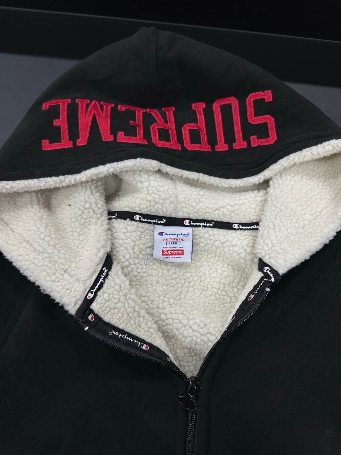 슈프림&챔피온 후드 플리스 집업 상품이미지5