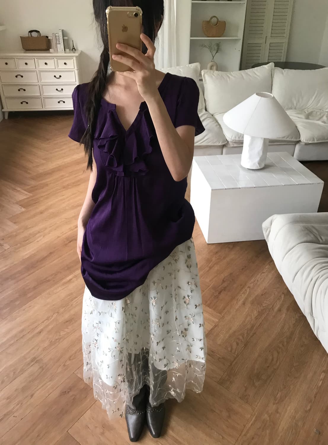 vintage purple ruffle one-piece 상품이미지7