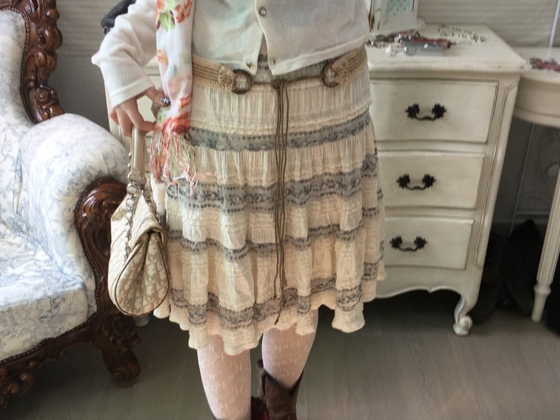 jpn vintage fairy lace cancan midi skirt 상품이미지2